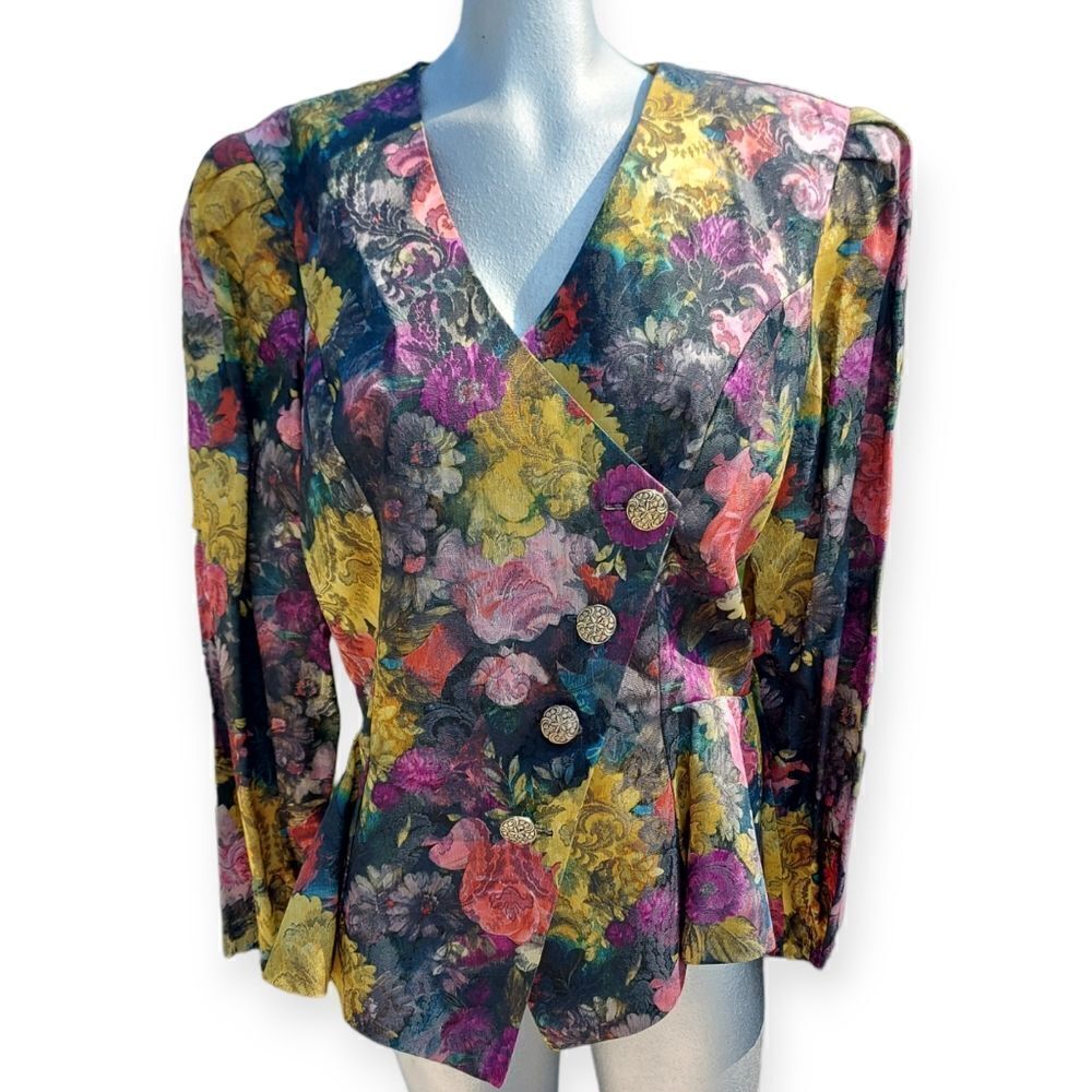 Vintage Nu-Mode Jacket/Blazer – Bright Floral 🌸✨👚